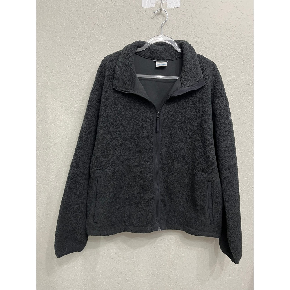 Columbia Women's XXL Black Sherpa Fleece Full Zip Jacket Cozy Warm Outdoor